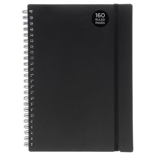 Picture of WHS A5 NOTEBOOK W/B PP RULED BLACK 160PGS